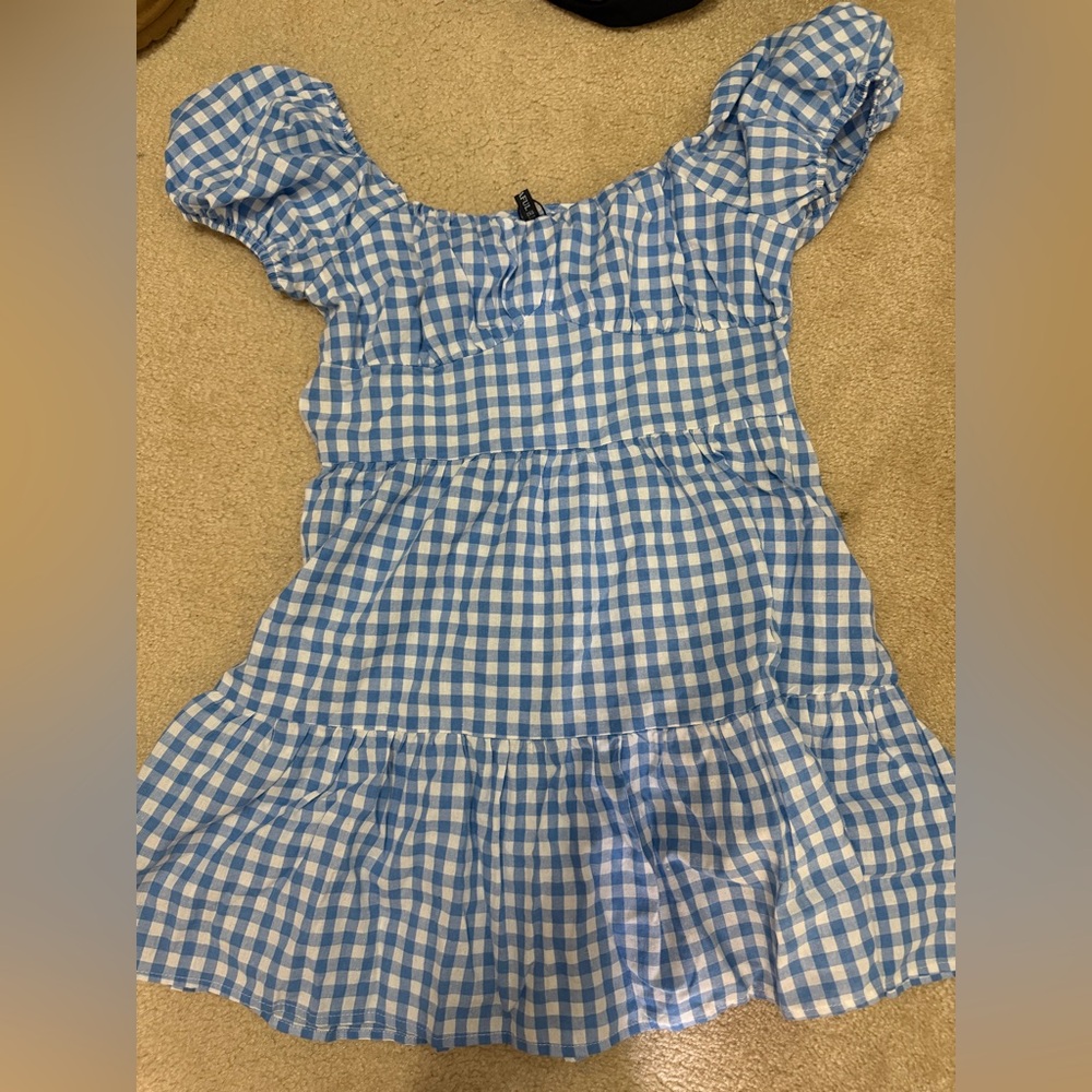 Zaful Blue and White Gingham Dress
